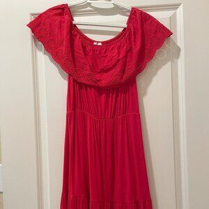 Causal Bohemian Off-Shoulder Dress - Red